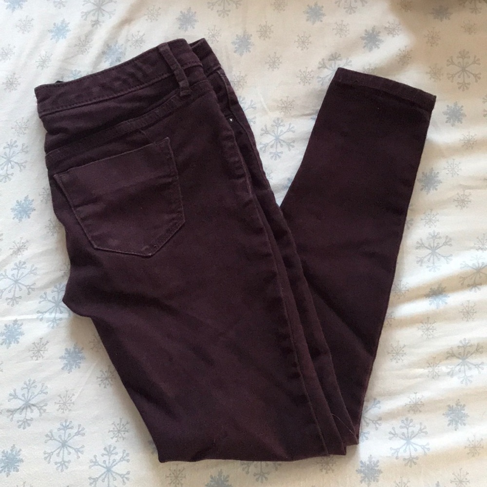 Burgundy skinny jeans